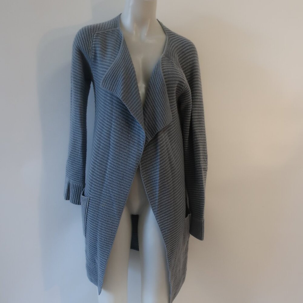 Womens Iris Von Arnim 100% Cashmere Blue Open Knit Cardigan Sweater S